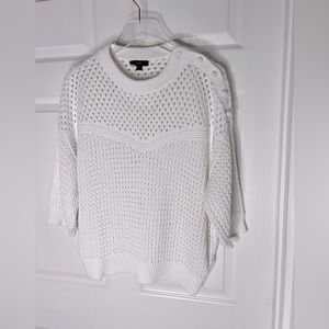 J. Crew White Cable Knit Top Sz L